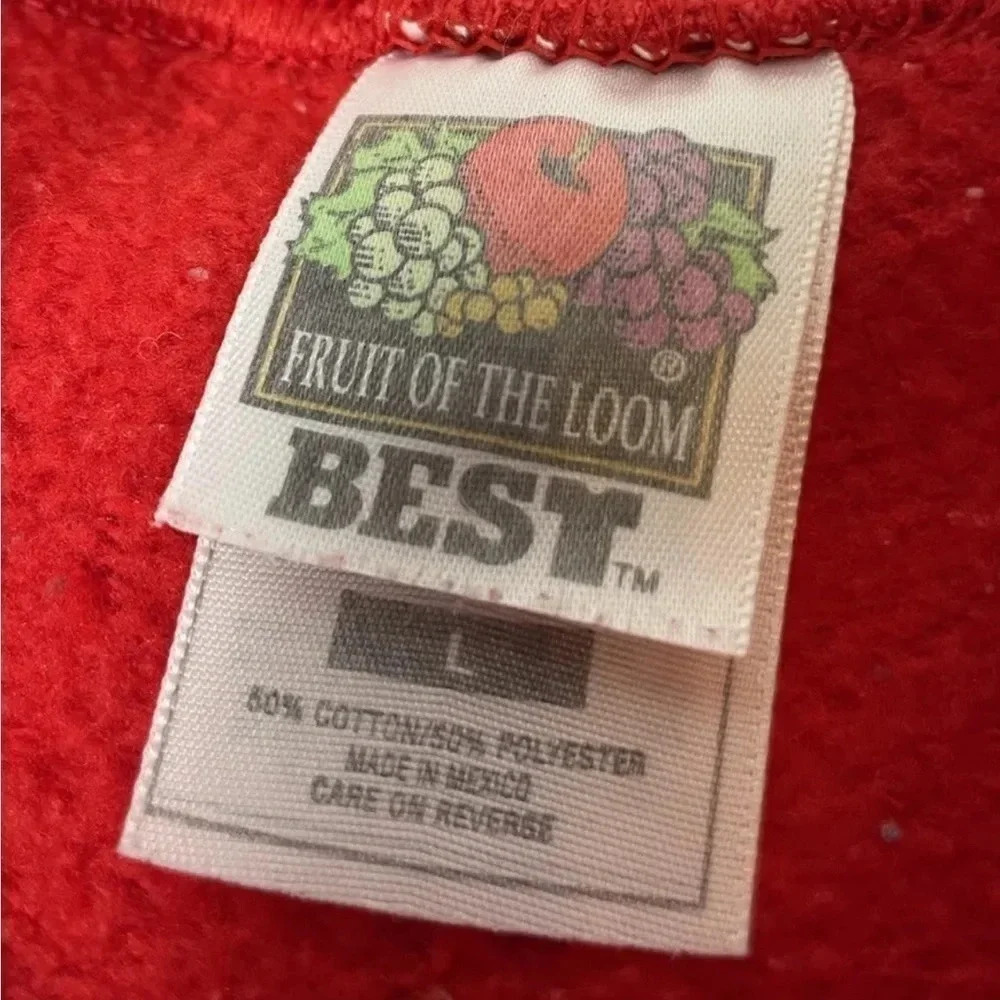Vintage Fruit Of‎ The Loom Best Ugly Christmas Sweatshirt  Red Cat Belle size L - Picture 2 of 13